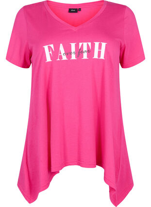Cotton t-shirt with short sleeves, Shocking Pink FAITH, Packshot image number 0