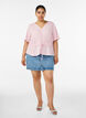 Blouse with texture and a tie-waist, Pink, Model image number 1