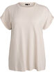 Viscose T-shirt with glitter stripes, Vanilla, Packshot image number 0
