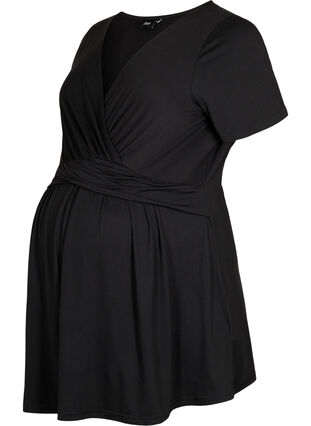 Short sleeve maternity blouse, Black, Packshot image number 0
