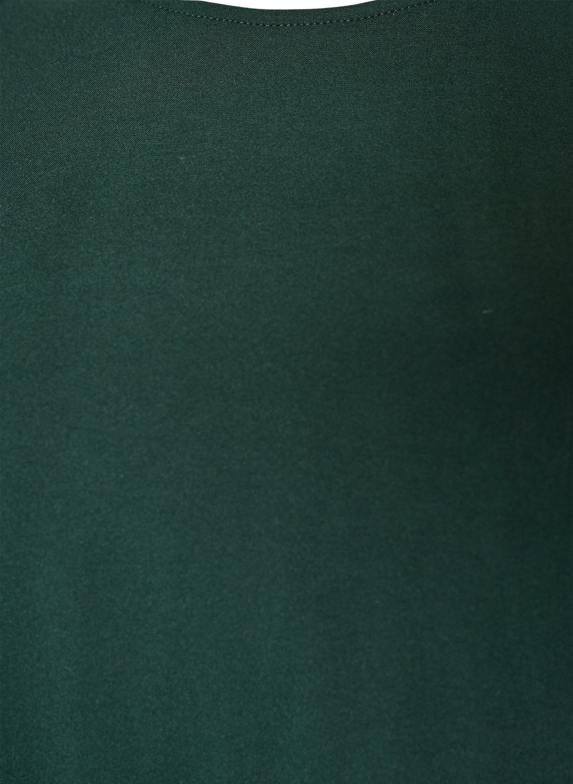 ZizzifashionShort-sleeved woven blouse with round neck, Green, Packshot image number 2