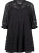 Short lace dress with 3/4 sleeves, Black, Packshot image number 0