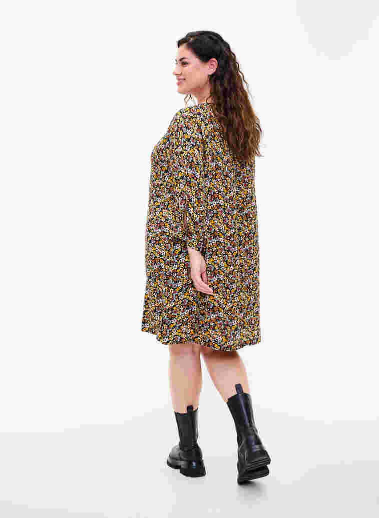 Floral tunic in viscose, Black Ditsy, Model image number 1
