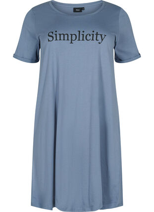 Short sleeved cotton nightdress with print, Grey W. Simplicity, Packshot image number 0