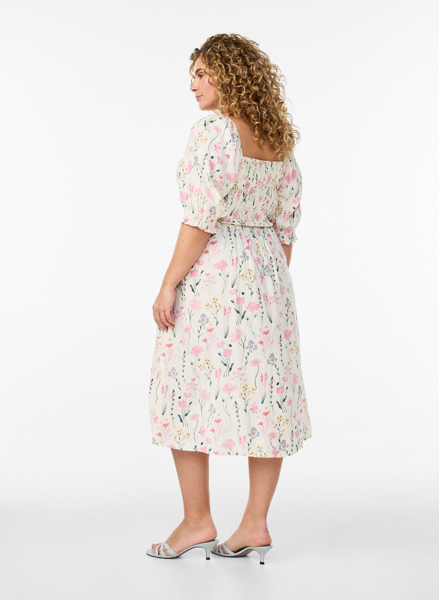 ZizzifashionFloral viscose summer dress, Vanilla, Model image number 1