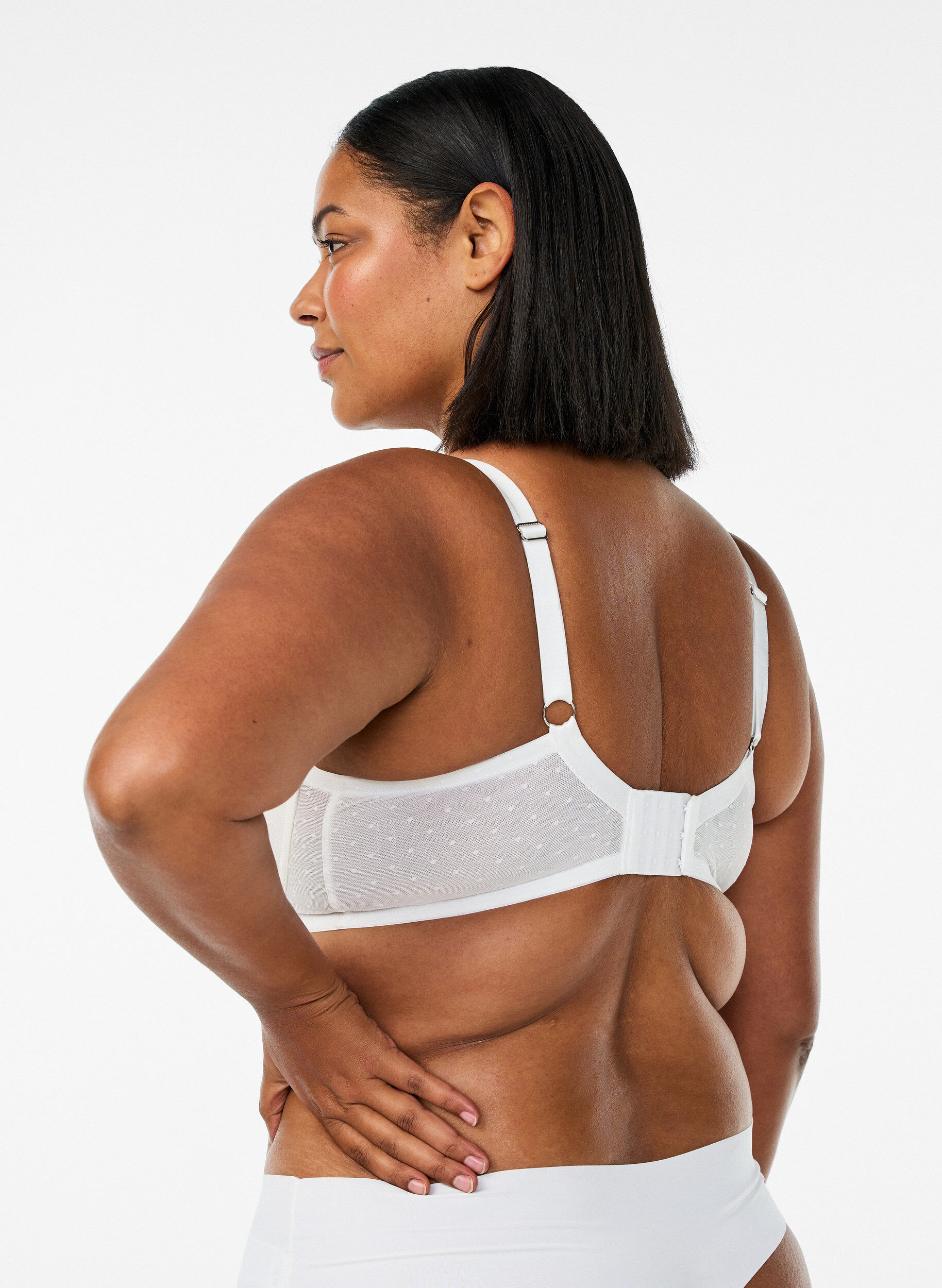 Zizzifashion Padded lace bra with mesh details, White, Model image number 2