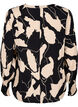 Printed viscose blouse with smock, Black AOP, Packshot image number 1