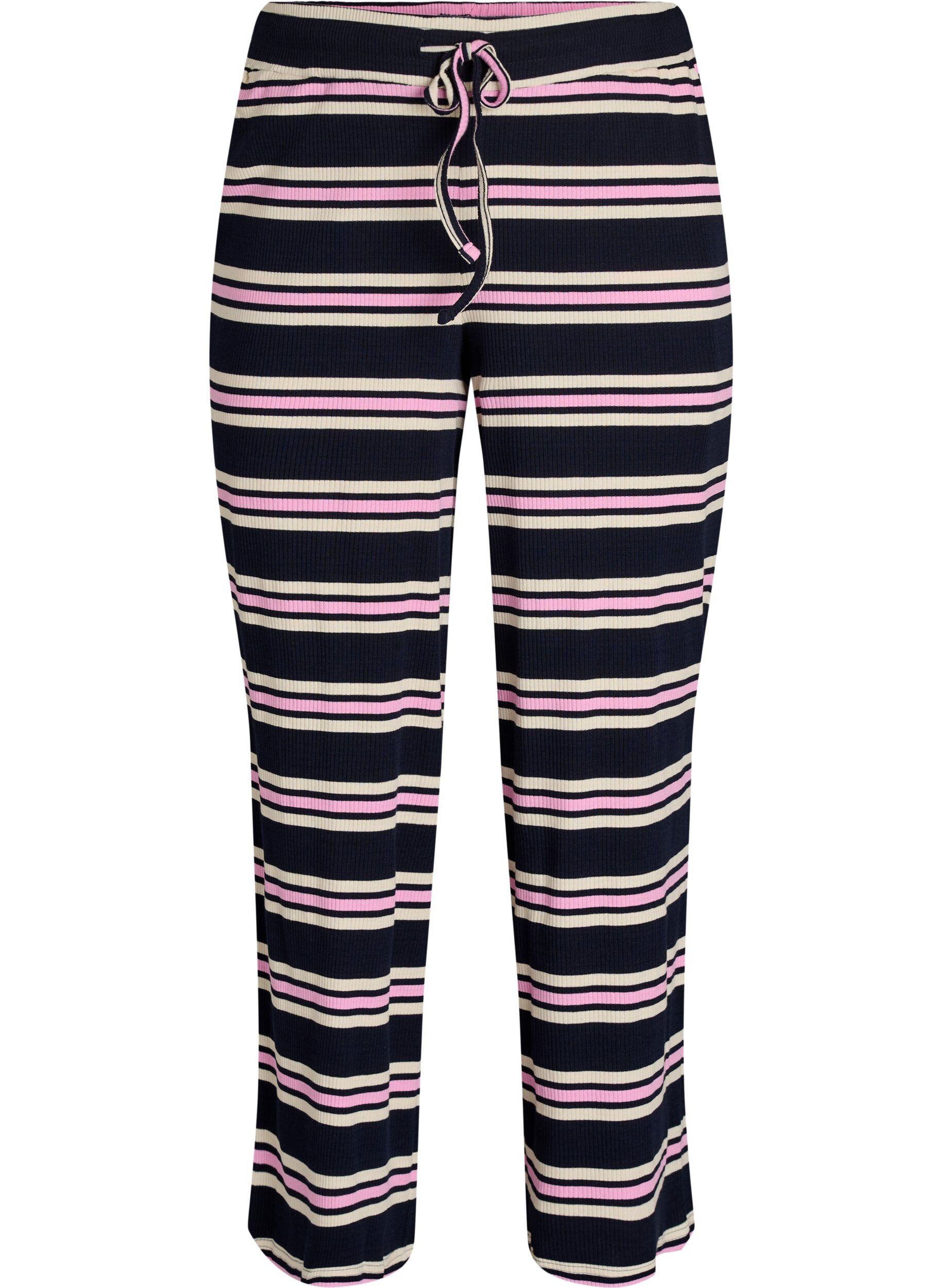 Zizzifashion Striped pyjama bottoms with wide legs, Blue, Packshot image number 0