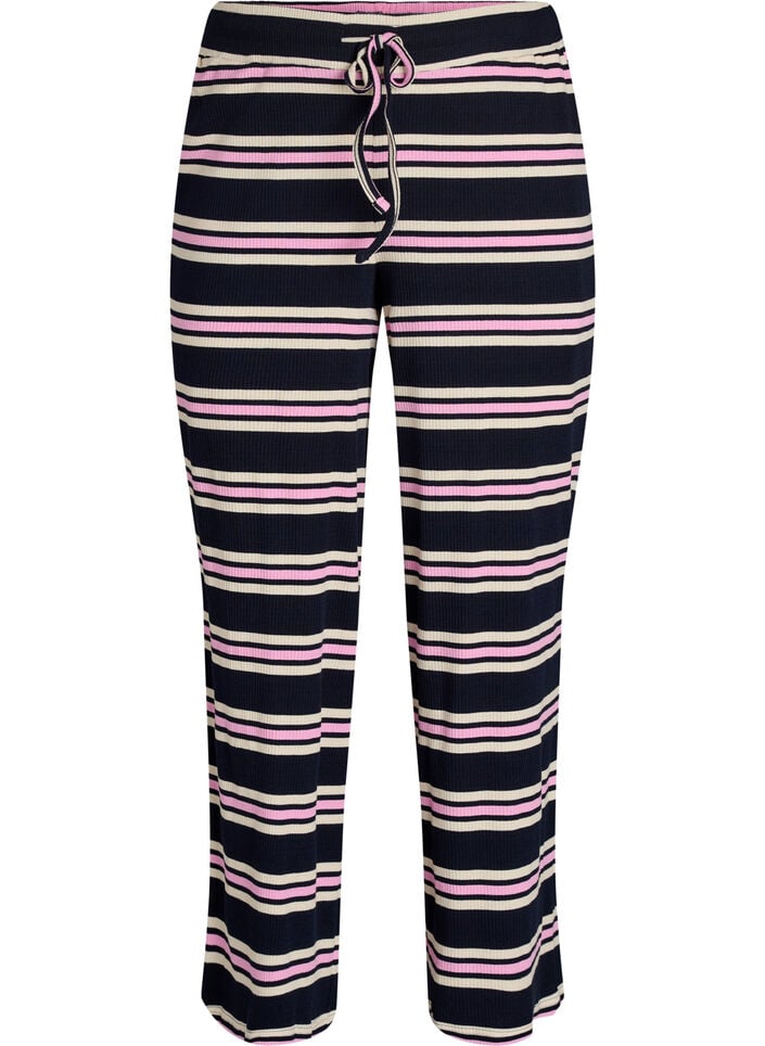 Striped pyjama bottoms with wide legs, Blue, Packshot
