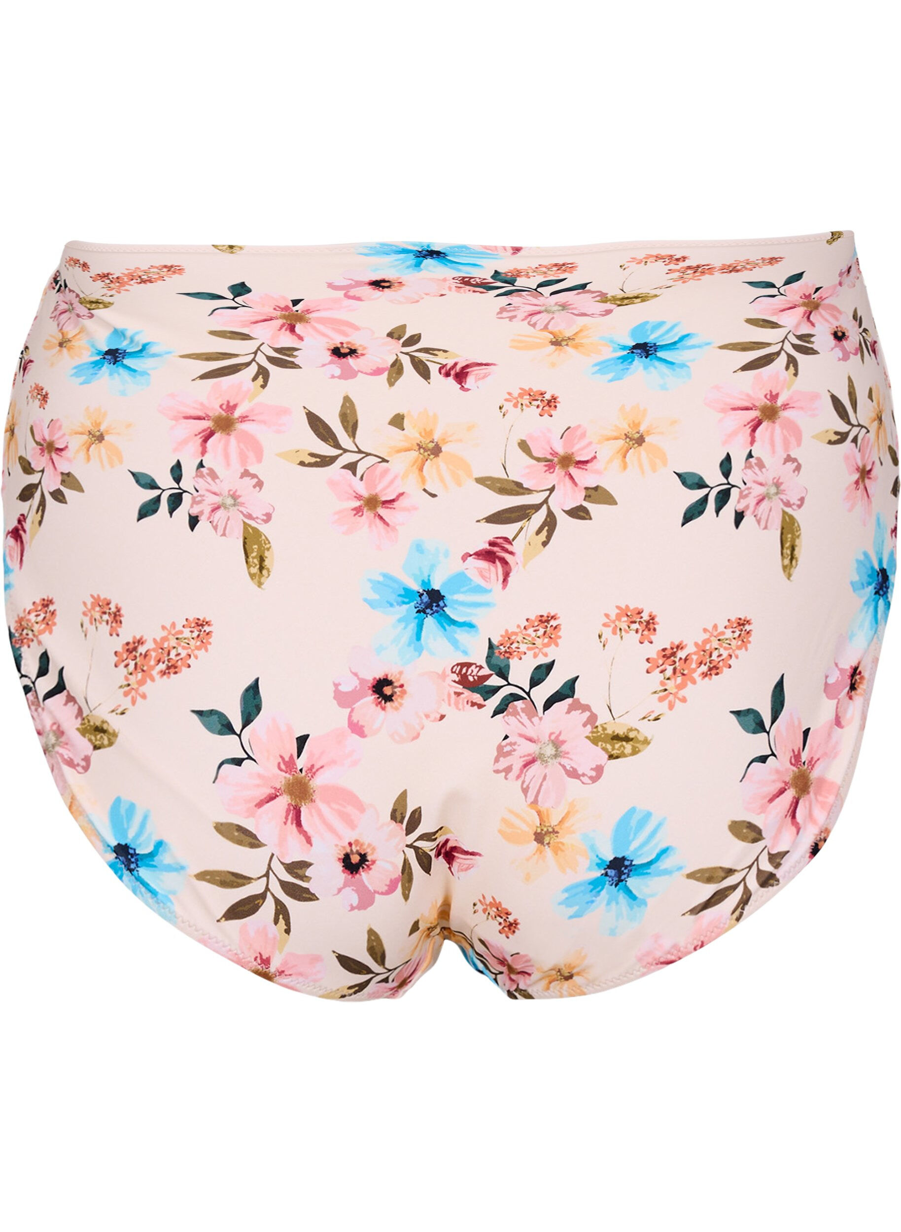 Zizzifashion Extra high-waisted bikini brief with floral print, Beige, Packshot image number 1