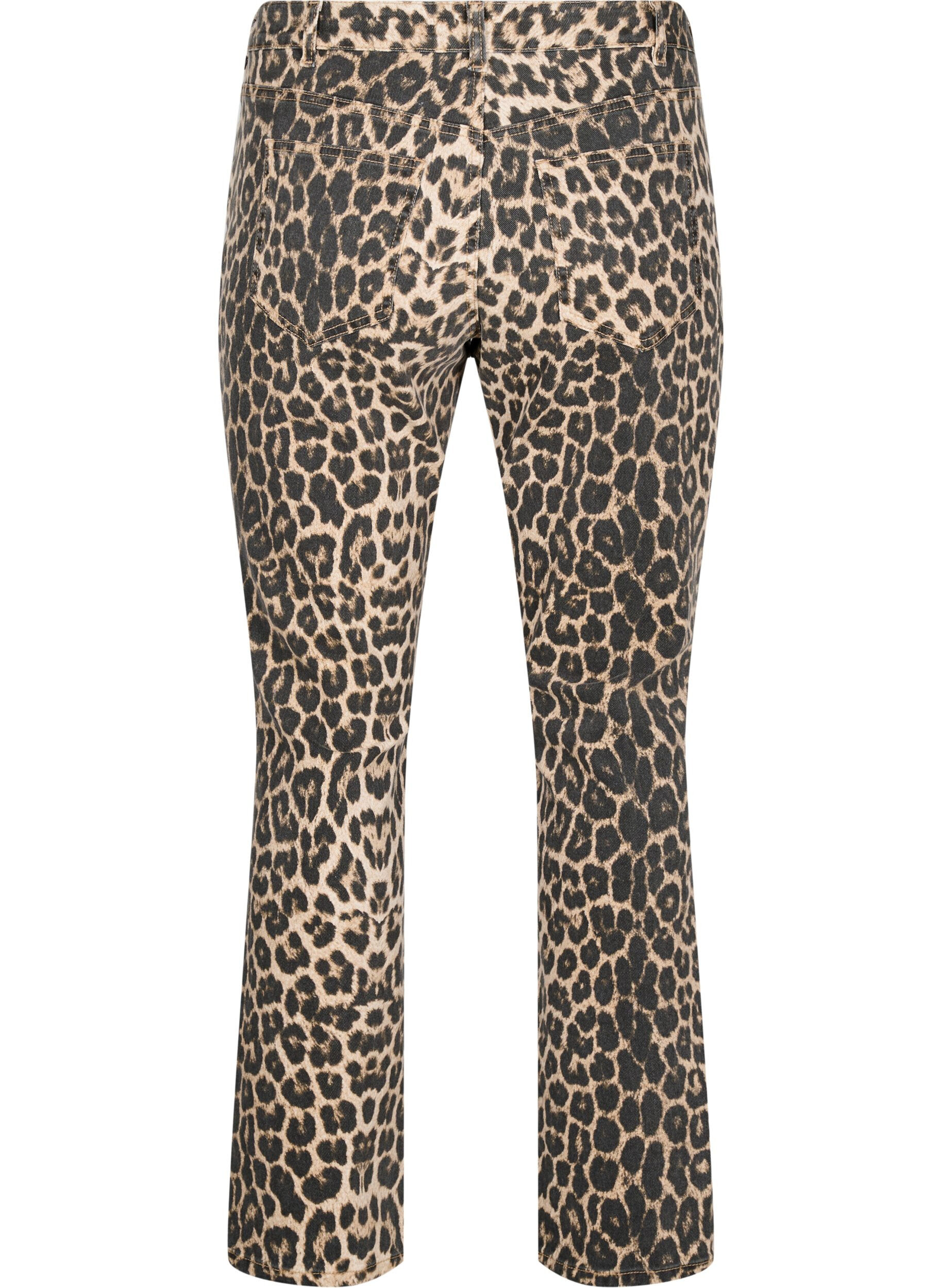 Zizzifashion Emily jeans with leopard print, Brown, Packshot image number 1
