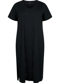 Short sleeve cotton dress with slit