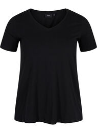 Basic t-shirt with v-neck, Black, Packshot
