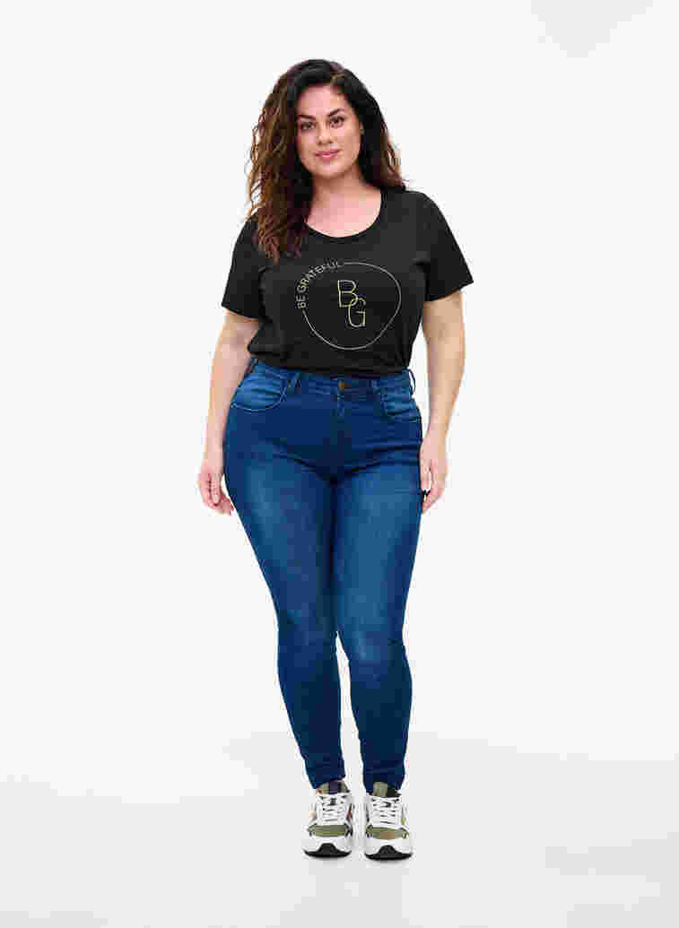 Short sleeve t-shirt with print, Black BG, Model image number 2