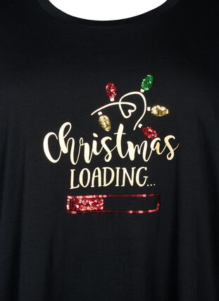 Christmas T-shirt with sequins, Black W. Loading, Packshot image number 2