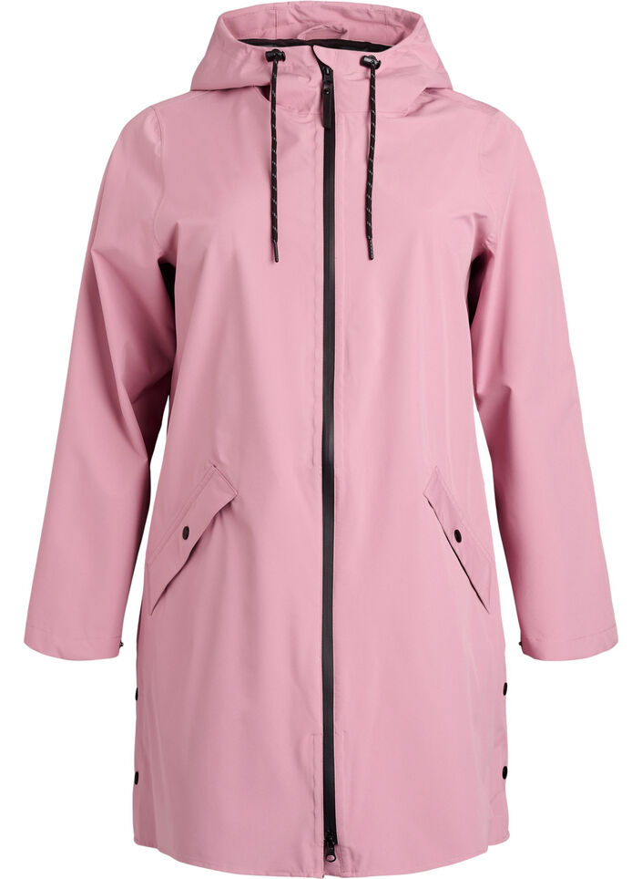 Rain jacket with pockets and a hood, Rose, Packshot