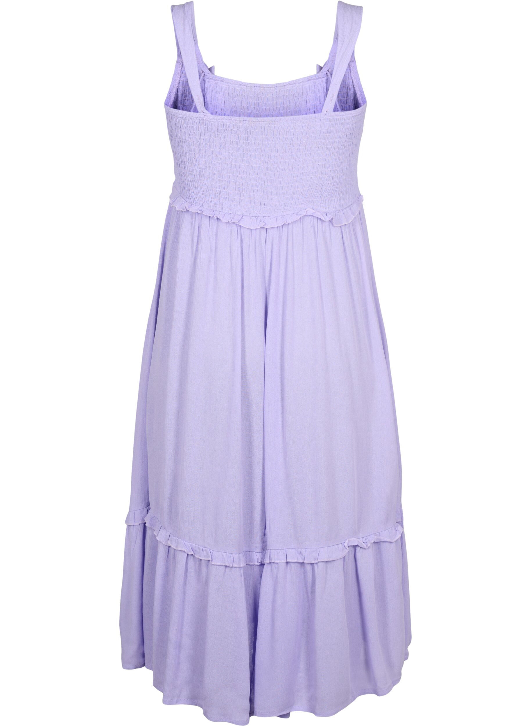 Zizzifashion Viscose midi dress with smock, Lavender, Packshot image number 1
