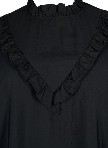 Viscose blouse with frills, Black, Packshot image number 2