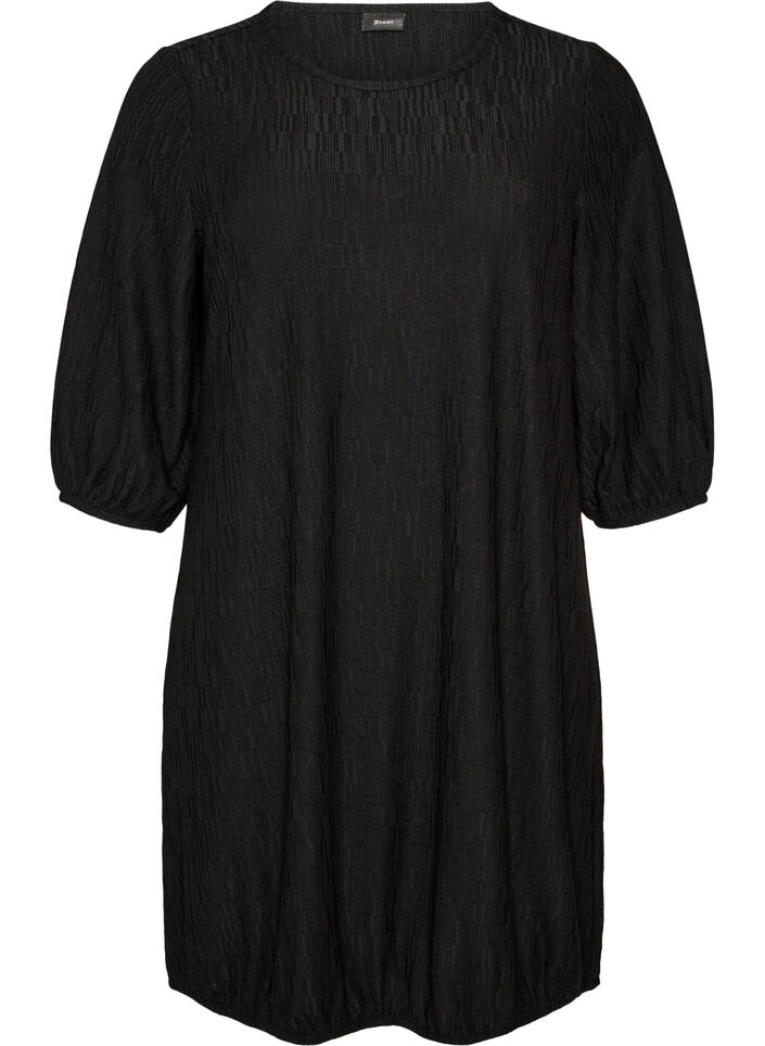 Dress with a balloon shape and structure, Black, Packshot image number 0