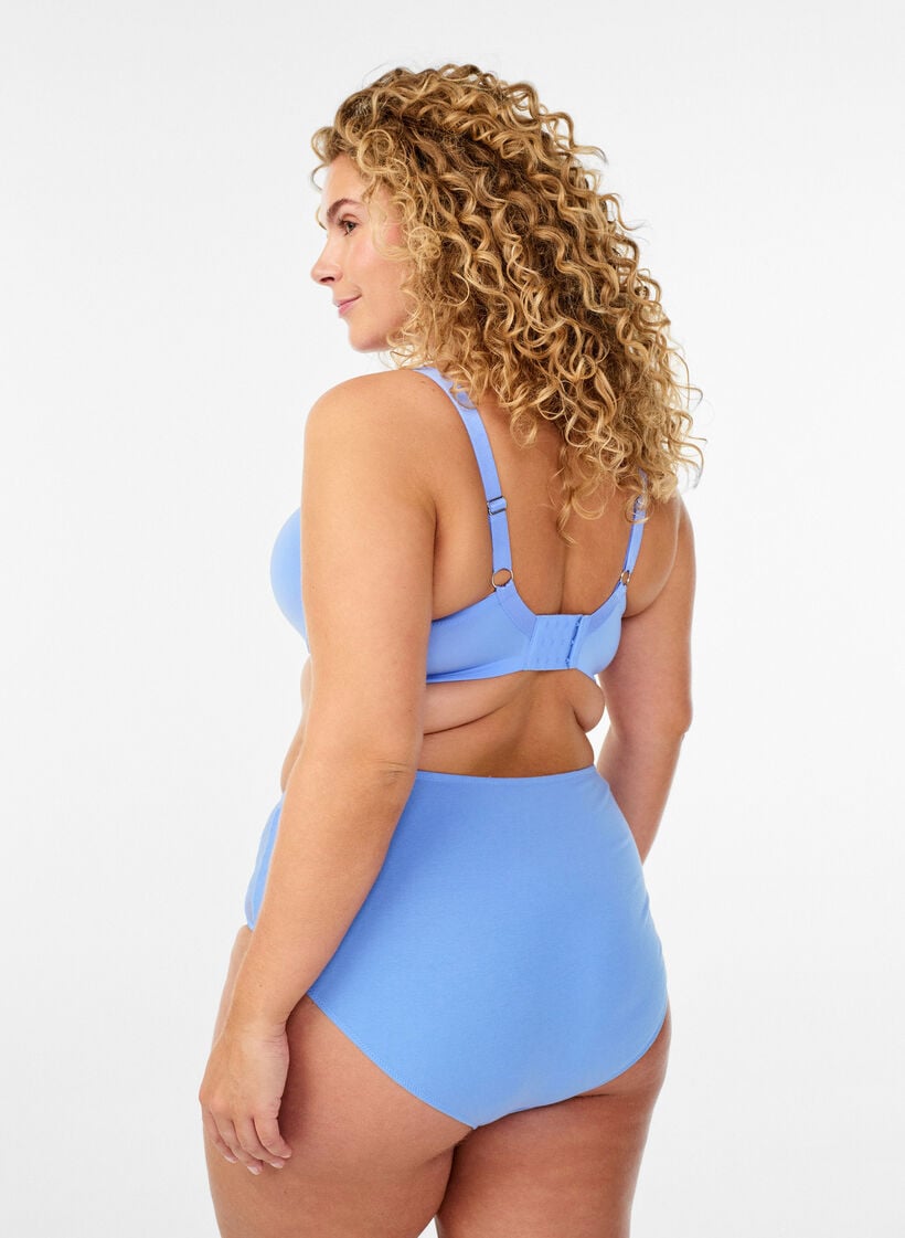 Cotton briefs with lace panels, Blue, Model image number 1