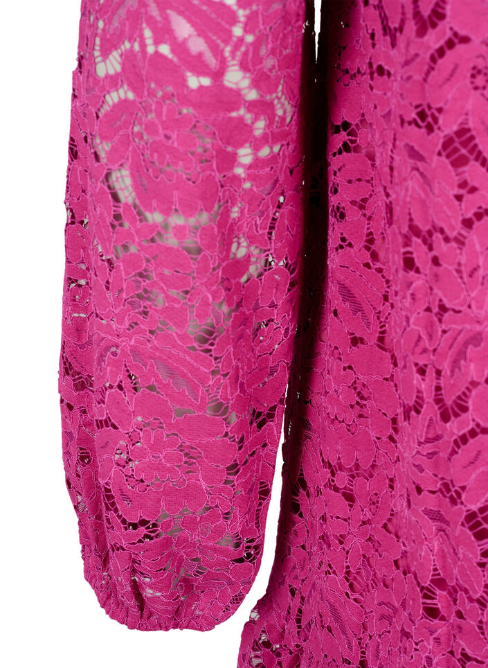 Lace dress with buttons and a-shape, Festival Fuchsia, Packshot image number 3