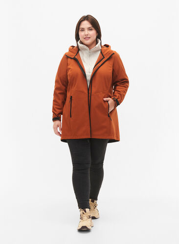 Short softshell jacket with pockets, Ginger Bread, Model image number 2