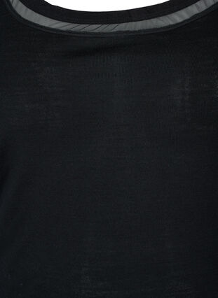 Soft wool undershirt with mesh trim, Black, Packshot image number 2
