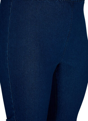 FLASH - High waisted denim capri trousers with slim fit, Blue denim, Packshot image number 2