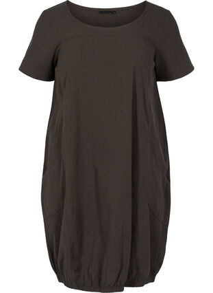 Short sleeve cotton dress, Khaki Green, Packshot image number 0