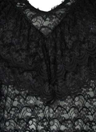 Short-sleeved blouse with frills, Black, Packshot image number 2