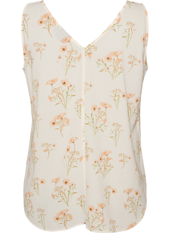 Printed top with v-neck, White, Packshot image number 1