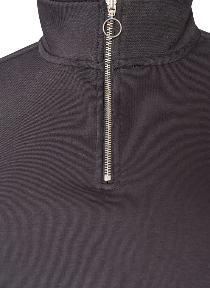 Sweatshirt with teddy sleeves and a high neck, Dark Grey, Packshot image number 2