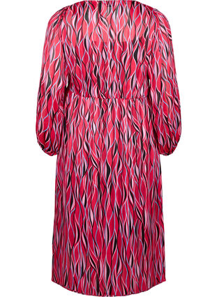 Long-sleeved midi dress with print, Fuchsia Pink AOP, Packshot image number 1