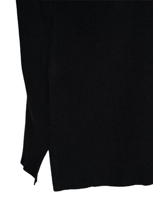 Knitted vest with rounded neckline and side slits, Black, Packshot image number 3