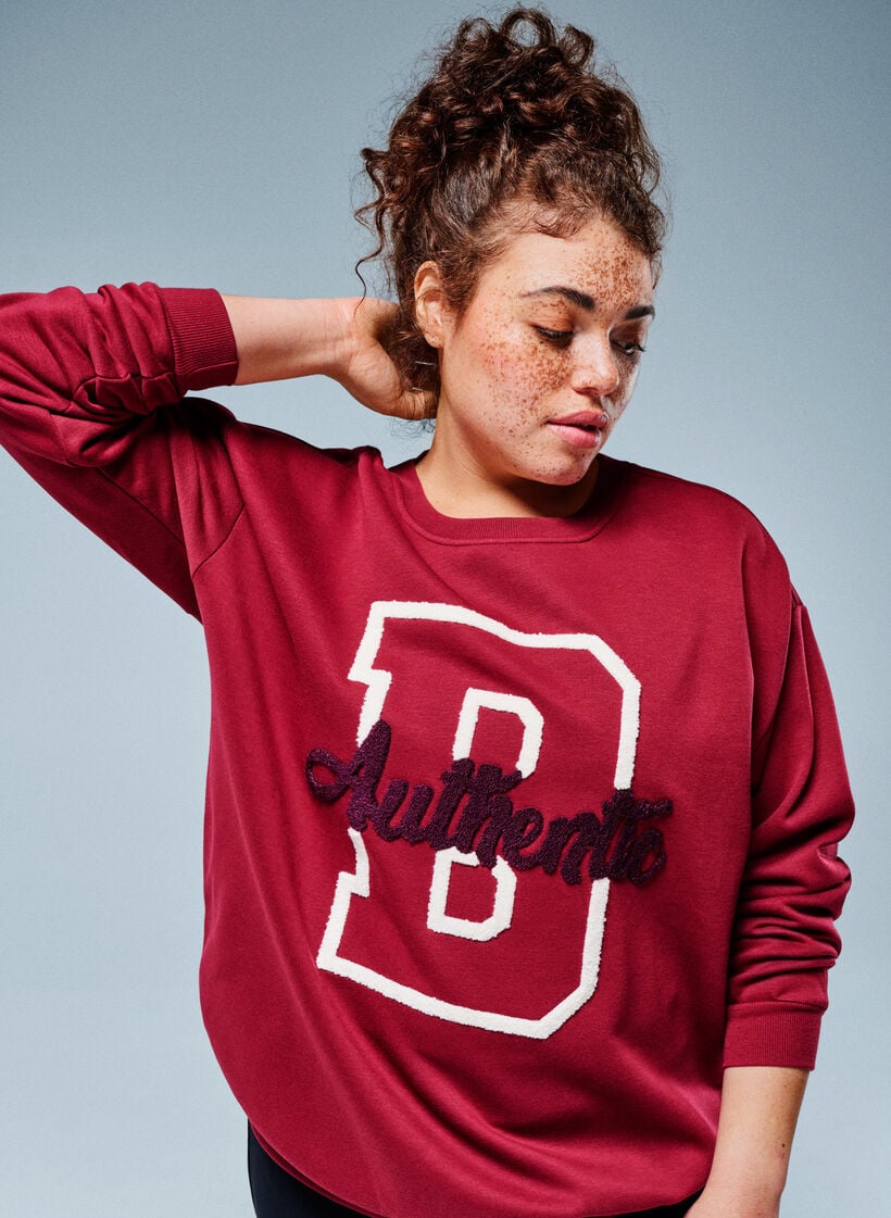 Sweatshirt with front motif, Dark Bordeaux, Image image number 0