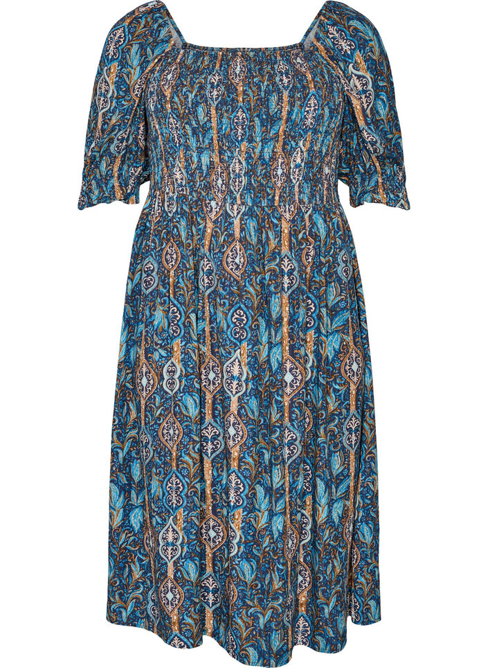 Summer dress in viscose with paisley print, Blue, Packshot image number 0