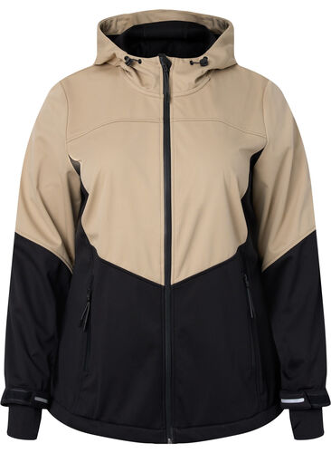 Softshell jacket with colour-block, Black Comb, Packshot image number 0