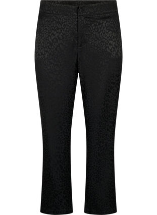 Tone-on-tone viscose jacquard trousers, Black, Packshot image number 0