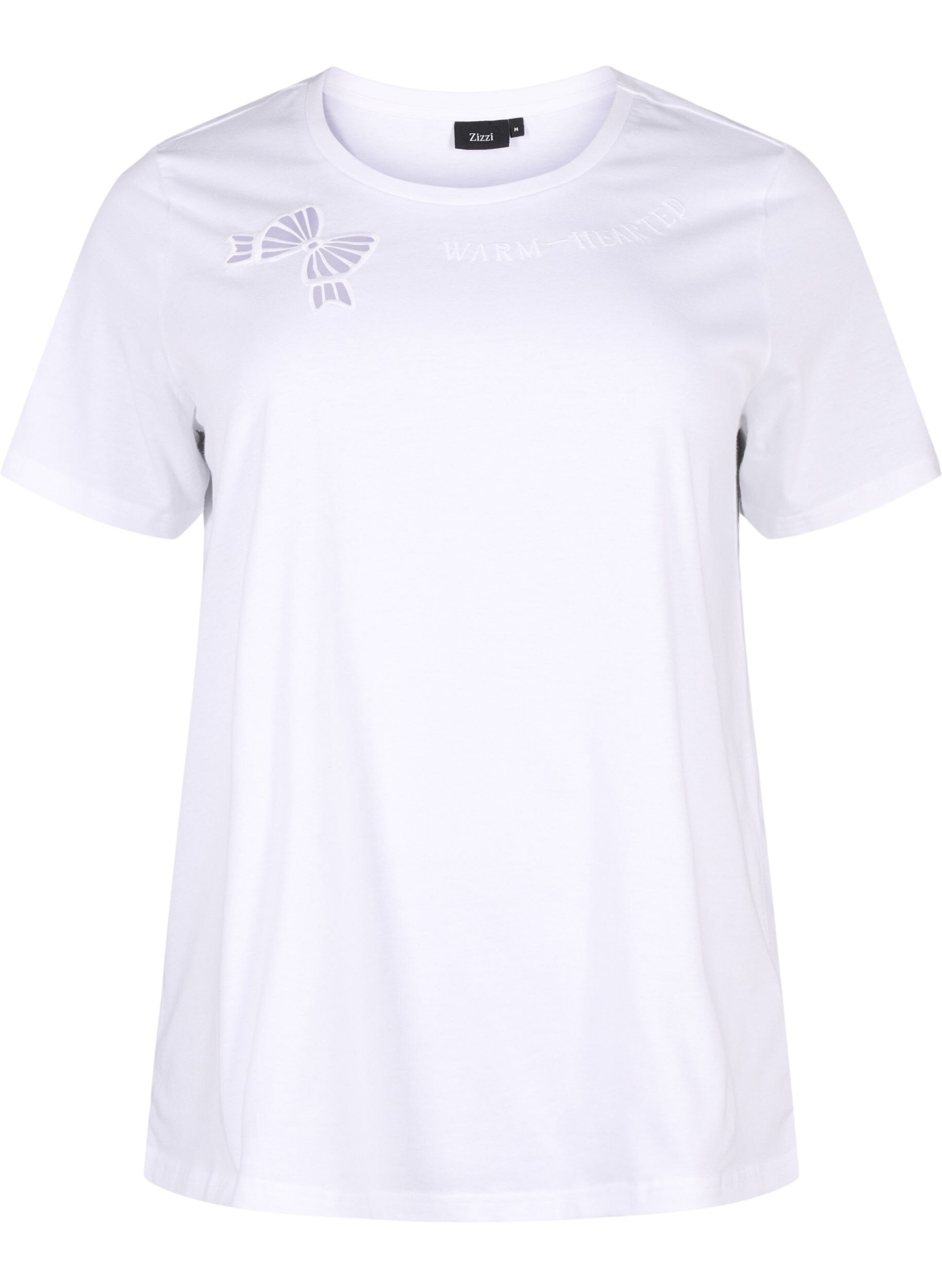 Zizzifashion Organic cotton T-shirt with bow detail, Bright White, Packshot image number 0