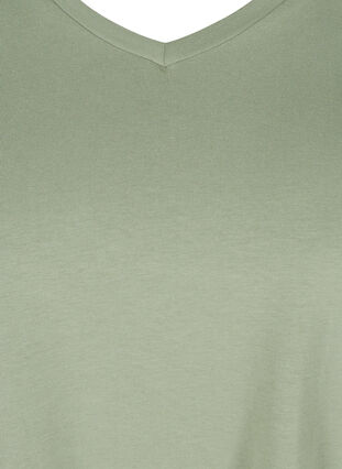 Basic t-shirt with v-neck, Agave Green, Packshot image number 2