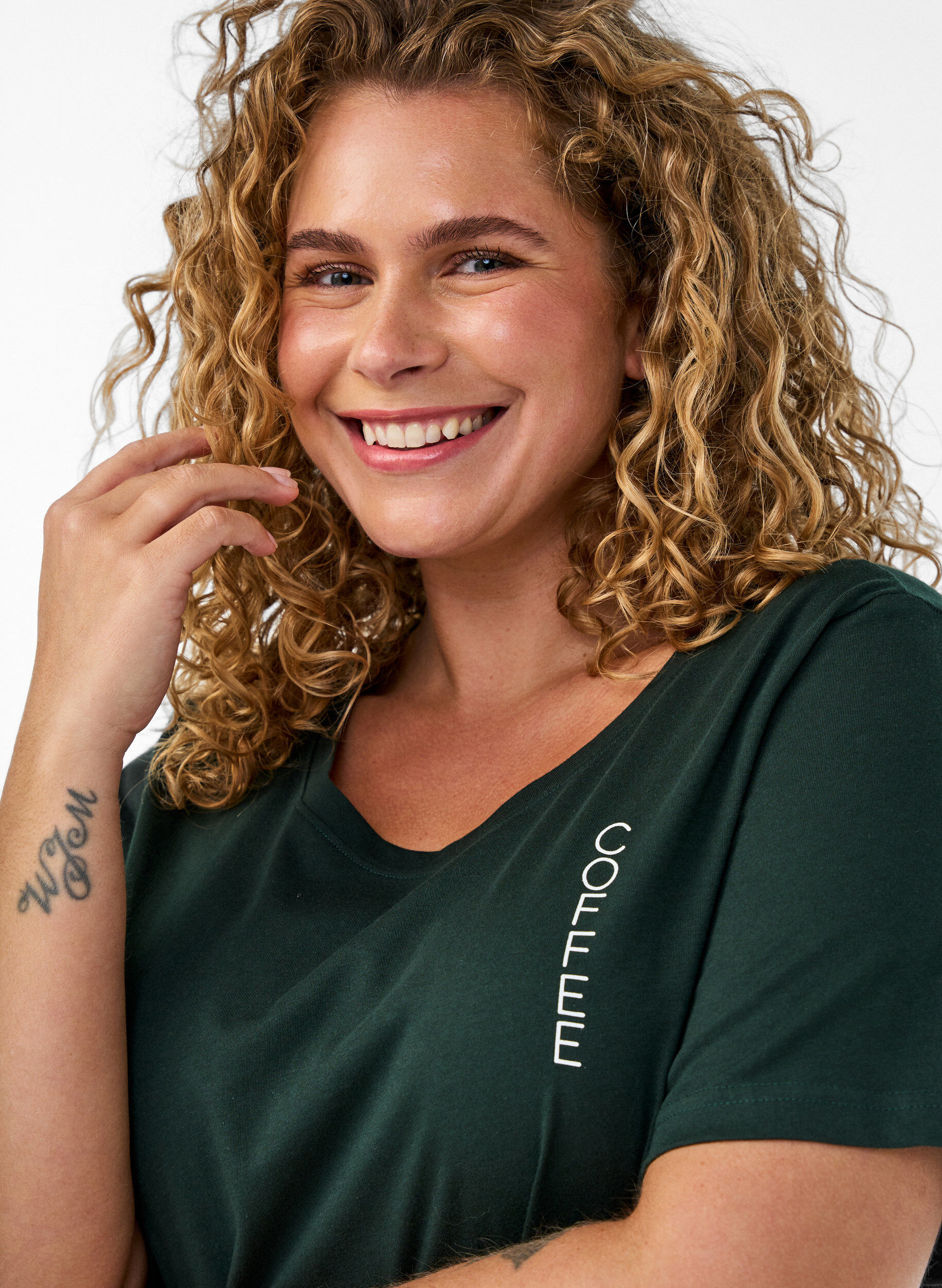 ZizzifashionMidi nightgown in organic cotton, Green, Model image number 2