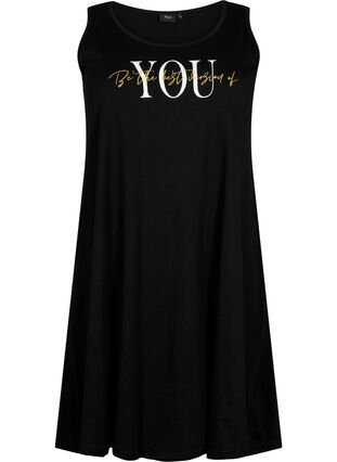 Sleeveless cotton dress with a-shape, Black W. YOU, Packshot image number 0