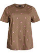 T-shirt in organic cotton with embroidered motifs, Brown, Packshot image number 0