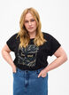 Organic cotton T-shirt with gold print, Black W. Free, Model image number 0