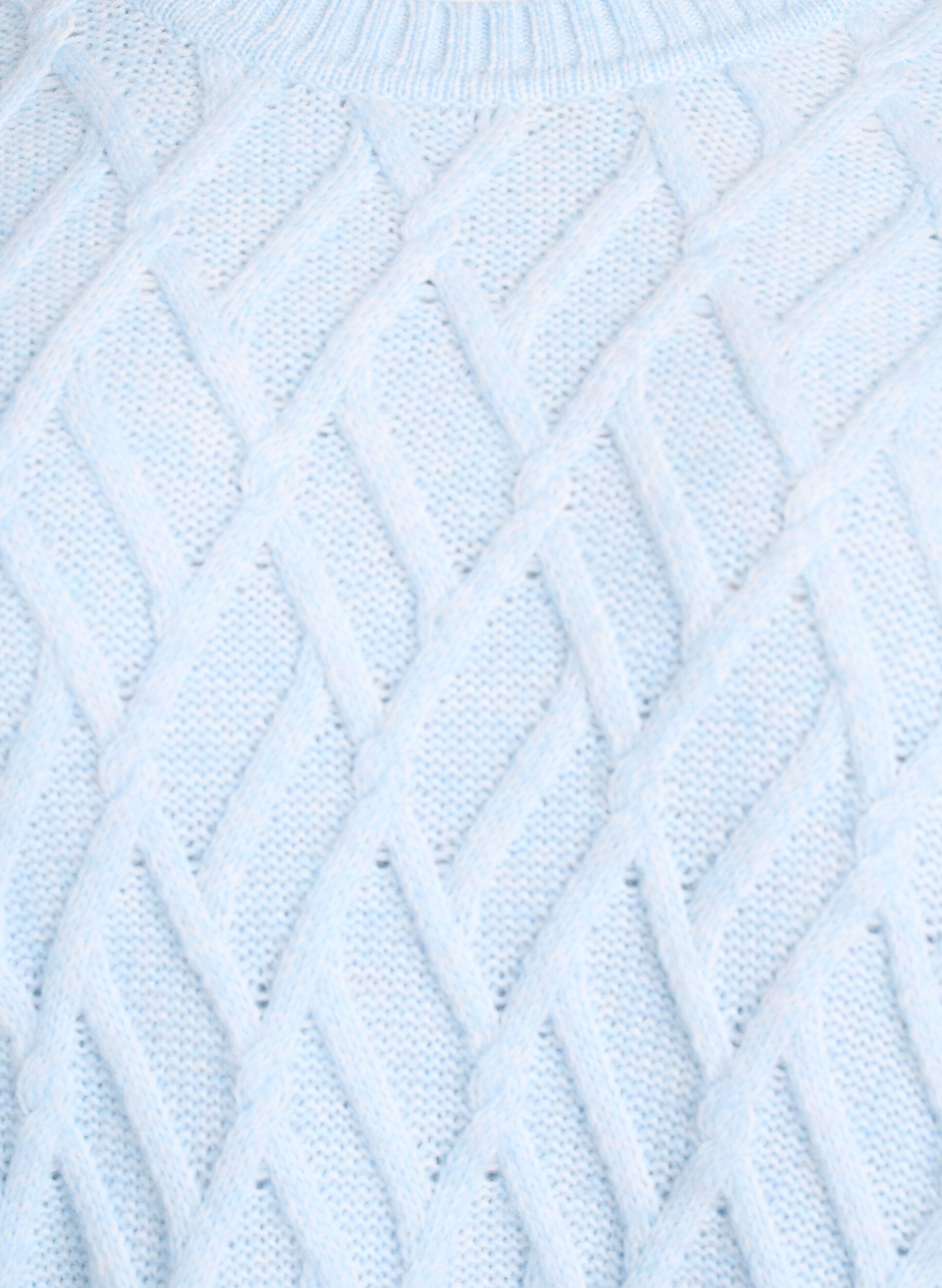 Zizzifashion Knit blouse with cable pattern and round neck, Light Blue, Packshot image number 2