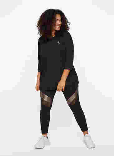 Sports top with 3/4 sleeves, Black, Model image number 2