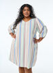 Short dress in linen and viscose with 3/4 sleeves, Blue, Model image number 0