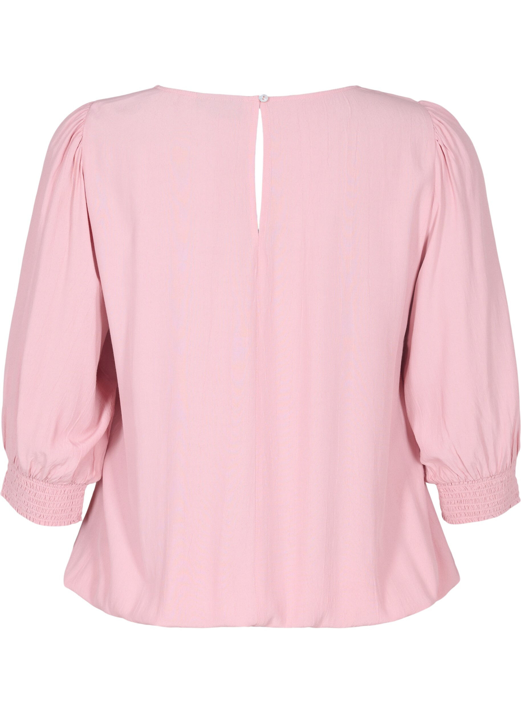 Zizzifashion Solid-coloured viscose blouse with a balloon effect, Zephyr, Packshot image number 1