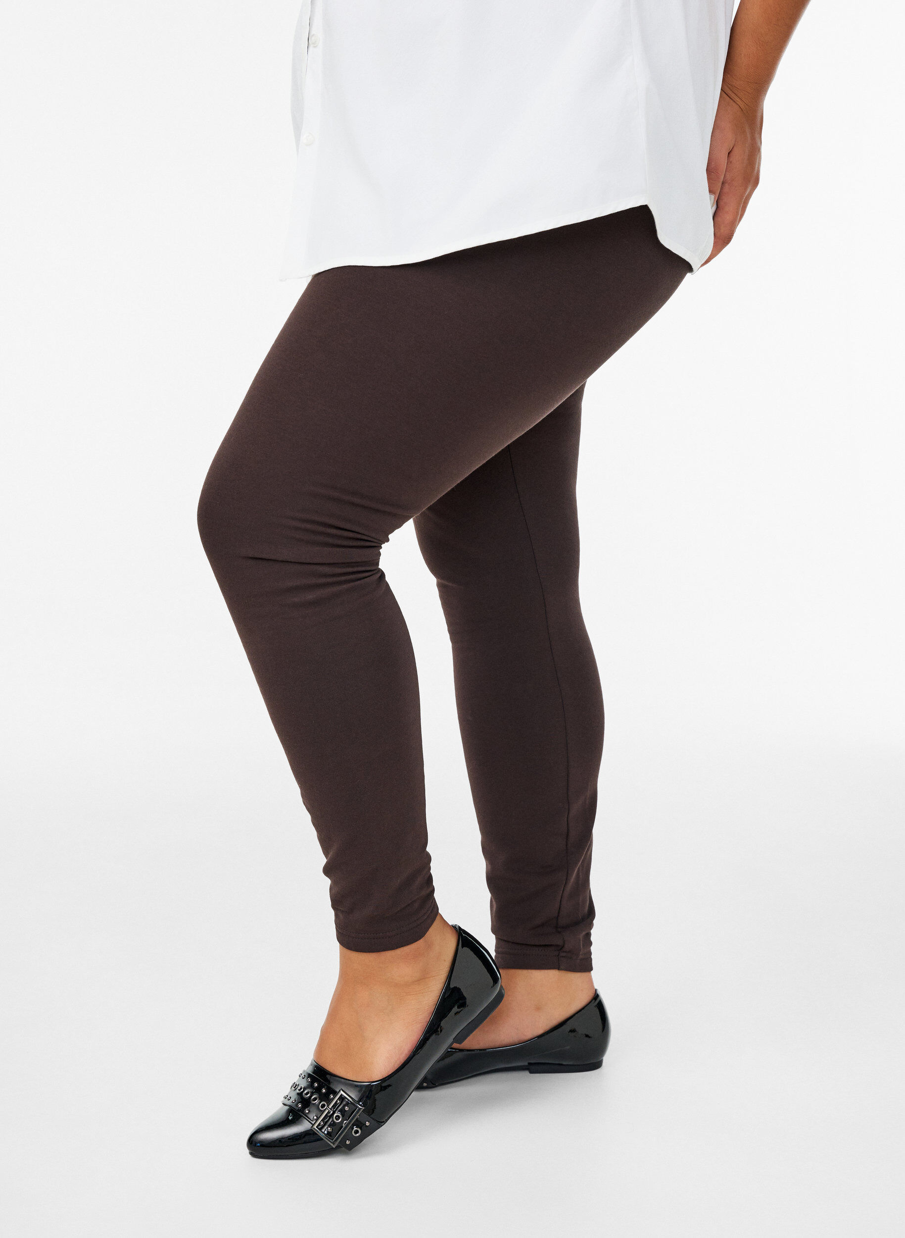 Cotton leggings with lining, Brown, Model