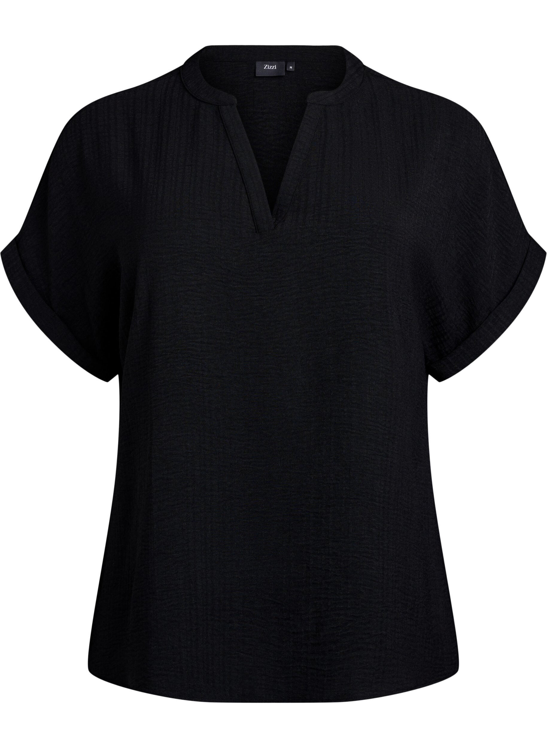 ZizzifashionLoose blouse with short sleeves, Black, Packshot image number 0